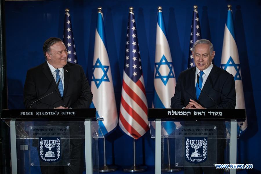 MIDEAST-JERUSALEM-NETANYAHU-POMPEO-PRESS CONFERENCE