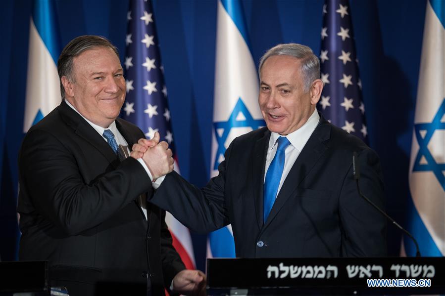 MIDEAST-JERUSALEM-NETANYAHU-POMPEO-PRESS CONFERENCE