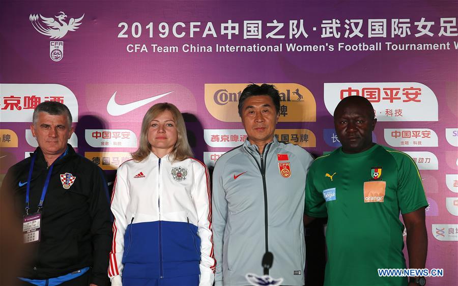 (SP)CHINA-WUHAN-FOOTBALL-INTERNATIONAL WOMEN'S FOOTBALL TOURNAMENT WUHAN 2019-PRESS CONFERENCE (CN)