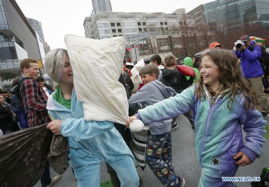 CANADA-VANCOUVER-PILLOW FIGHT FLASH MOB