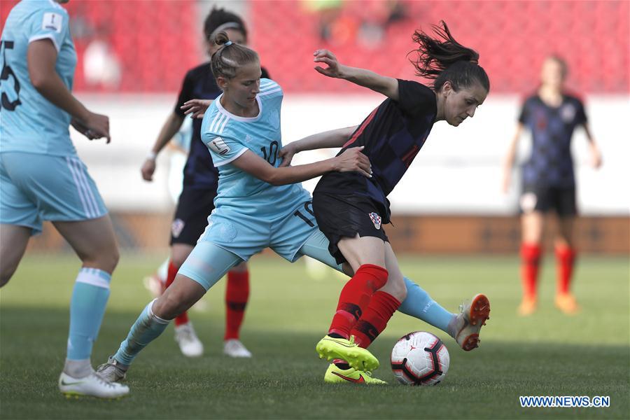 (SP)CHINA-WUHAN-FOOTBALL-INTERNATIONAL WOMEN'S FOOTBALL TOURNAMENT WUHAN 2019-3RD PLACE FINAL-RUSSIA VS CROATIA