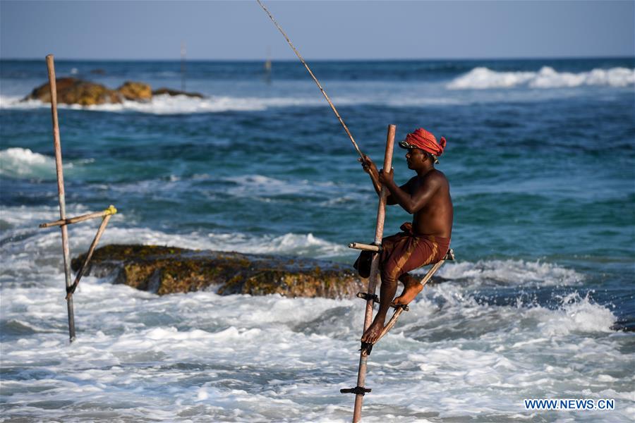 SRI LANKA-GALLE-STILT FISHING