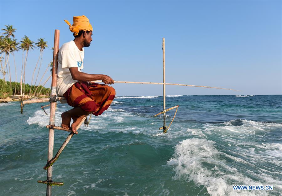 SRI LANKA-GALLE-STILT FISHING