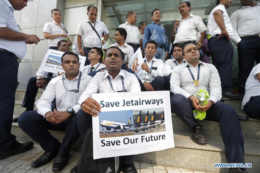 INDIA-MUMBAI-JET AIRWAYS-PROTEST