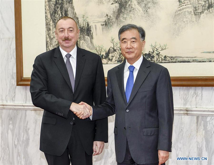 (BRF)CHINA-BEIJING-BELT AND ROAD FORUM-WANG YANG-AZERBAIJANI PRESIDENT-MEETING (CN)