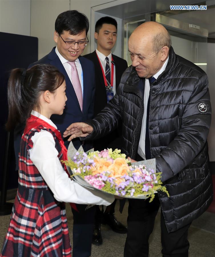 (BRF)CHINA-BEIJING-BELT AND ROAD FORUM-FRENCH FM-ARRIVAL (CN)