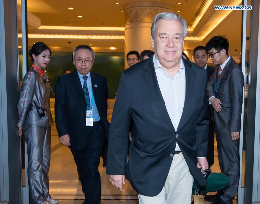 (BRF)CHINA-BEIJING-BELT AND ROAD FORUM-UN SECRETARY-GENERAL-ARRIVAL (CN)