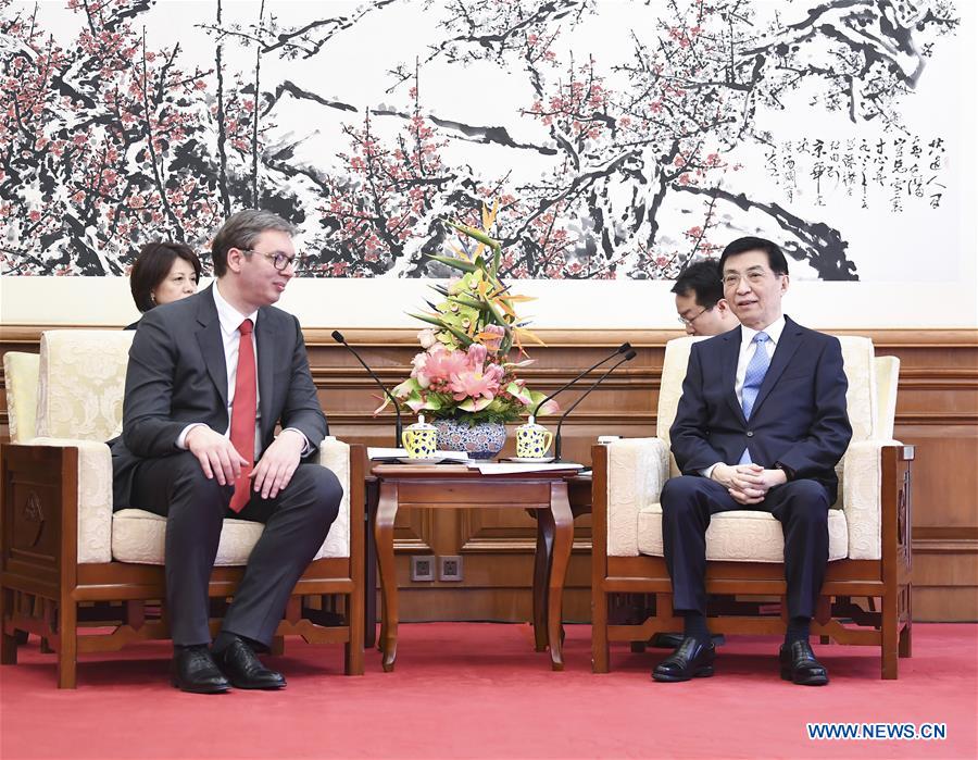 (BRF)CHINA-BEIJING-WANG HUNING-SERBIAN PRESIDENT-MEETING (CN)