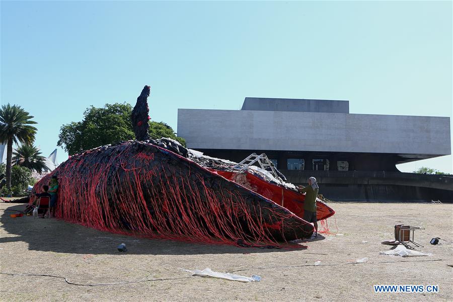 PHILIPPINES-PASAY CITY-WHALE-GARBAGE-ART INSTALLATION