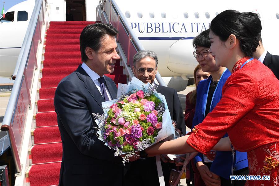 (BRF)CHINA-BEIJING-BELT AND ROAD FORUM-ITALIAN PM-ARRIVAL (CN)