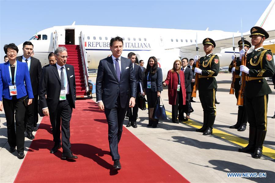 (BRF)CHINA-BEIJING-BELT AND ROAD FORUM-ITALIAN PM-ARRIVAL (CN)