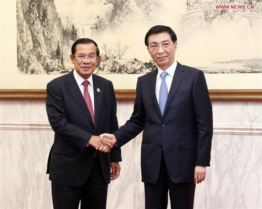(BRF)CHINA-BEIJING-WANG HUNING-CAMBODIAN PM-MEETING (CN)