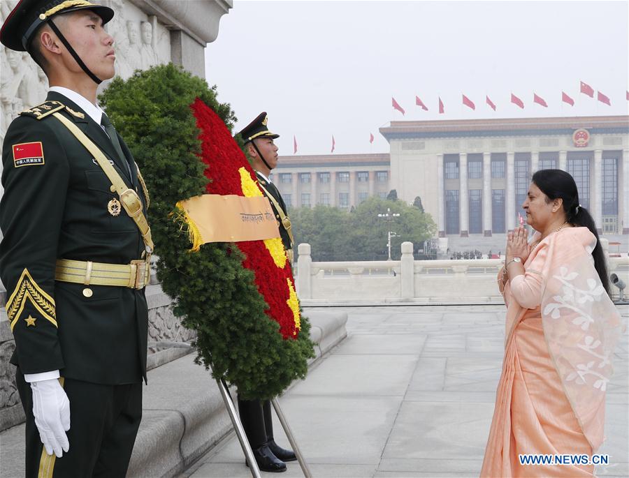 CHINA-BEIJING-NEPALI PRESIDENT-MONUMENT-TRIBUTE (CN)
