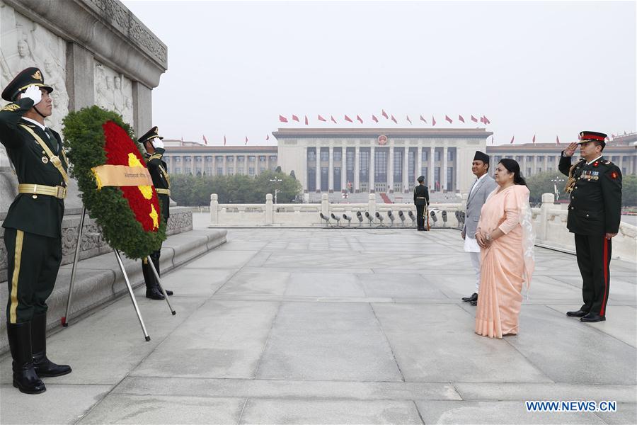 CHINA-BEIJING-NEPALI PRESIDENT-MONUMENT-TRIBUTE (CN)