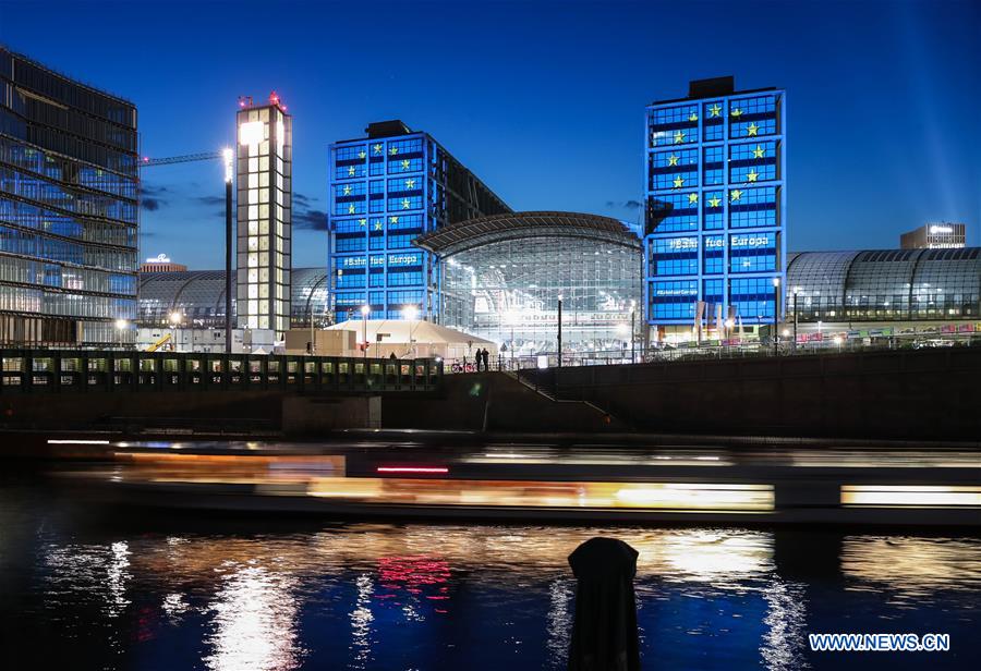 GERMANY-BERLIN-BERLIN CENTRAL TRAIN STATION-LIGHT SHOW