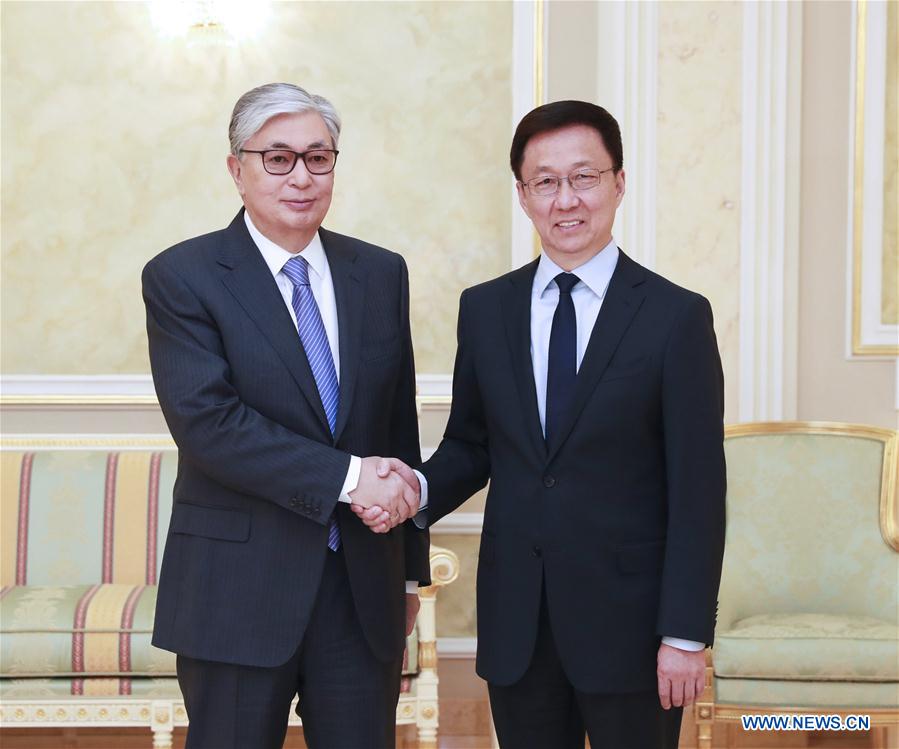 KAZAKHSTAN-NUR-SULTAN-HAN ZHENG-KAZAKH PRESIDENT-MEETING