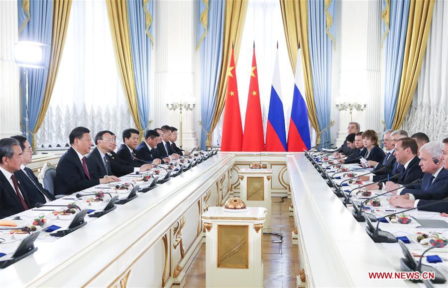 RUSSIA-MOSCOW-CHINA-XI JINPING-DMITRY MEDVEDEV-MEETING