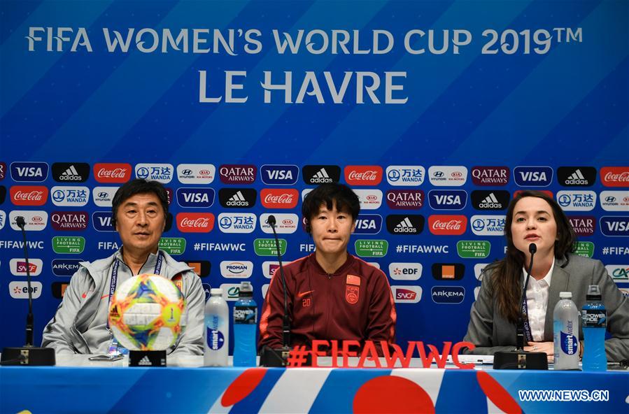 (SP)FRANCE-LE HAVRE-2019 FIFA WOMEN'S WORLD CUP-GROUP B-CHN-OFFICIAL PRESS CONFERENCE