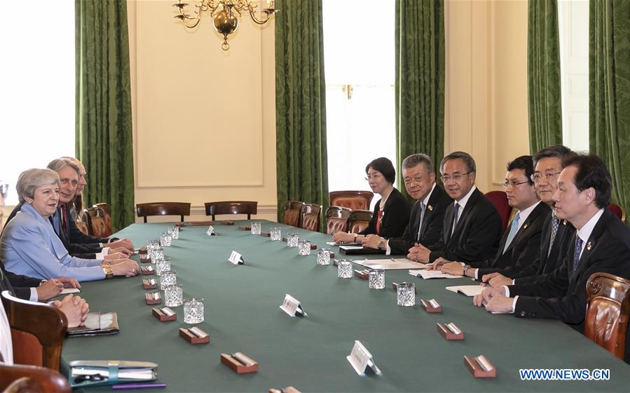 BRITAIN-LONDON-HU CHUNHUA-THERESA MAY-MEETING
