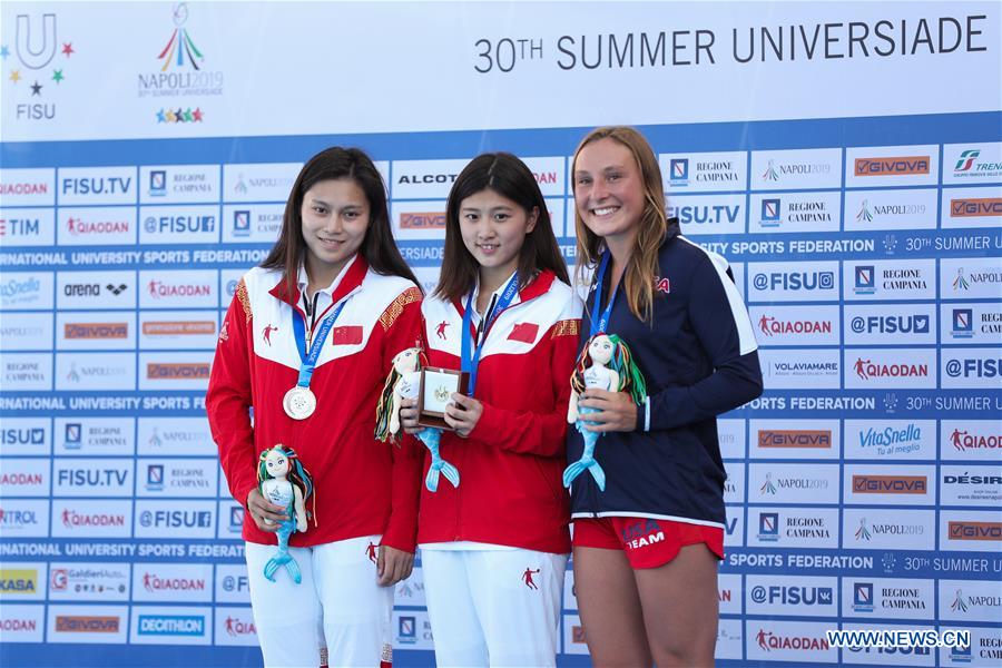 (SP)ITALY-NAPLES-SUMMER UNIVERSIADE-DIVING-WOMEN'S 1M SPRINGBOARD-MEDAL CEREMONY