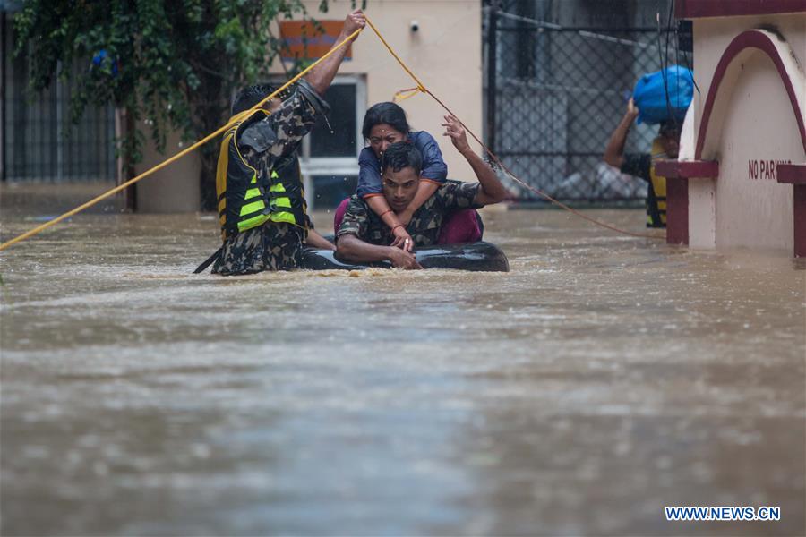 NEPAL-KATHMANDU-FLOOD-RESCUE