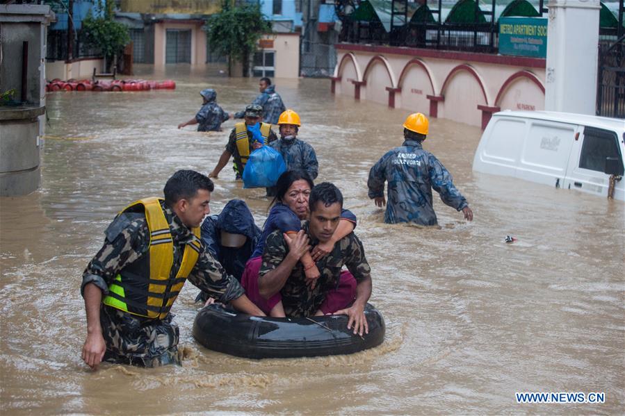 NEPAL-KATHMANDU-FLOOD-RESCUE