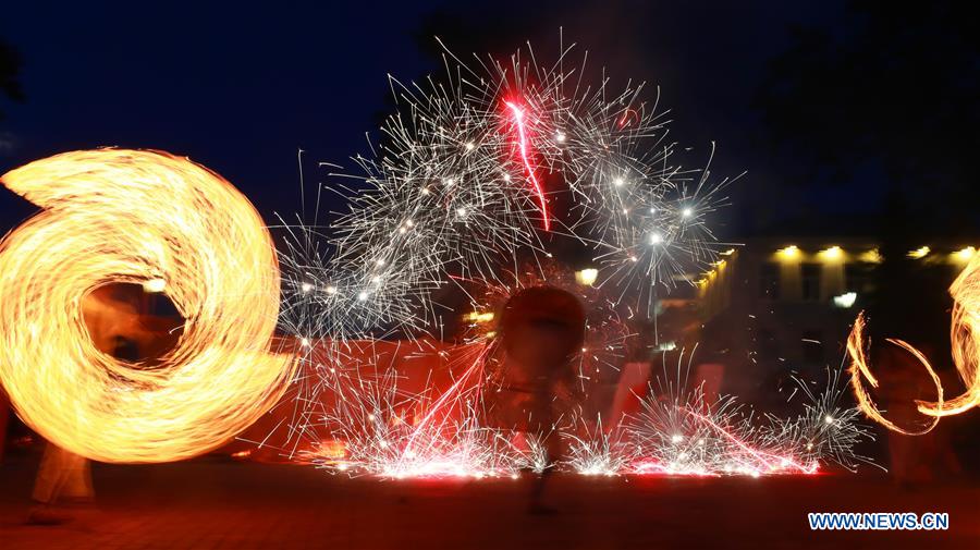 BELARUS-SLAVONIC BAZAAR-FIRE JUGGLING SHOW