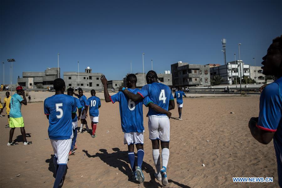 (SP)LIBYA-TRIPOLI-FOOTBALL-MIGRANTS