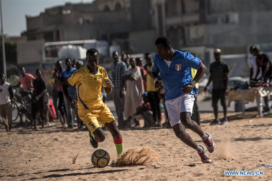 (SP)LIBYA-TRIPOLI-FOOTBALL-MIGRANTS