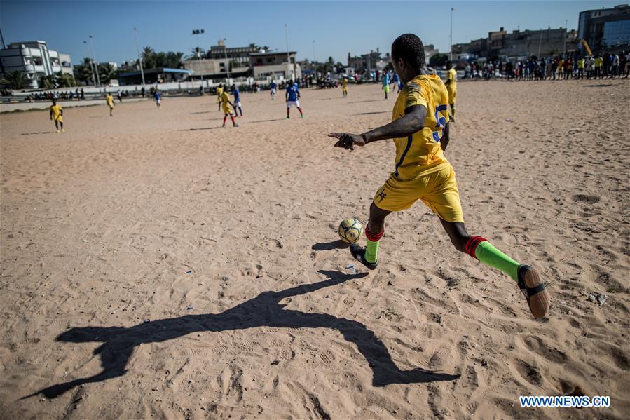(SP)LIBYA-TRIPOLI-FOOTBALL-MIGRANTS