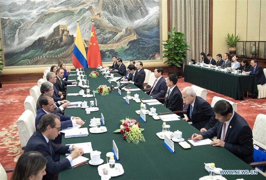 CHINA-BEIJING-LI ZHANSHU-COLOMBIAN PRESIDENT-MEETING (CN)