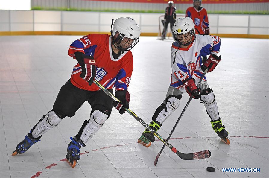 (SP)CHINA-JIANGXI-TEENAGE-ROLLER HOCKEY-ICE HOCKEY