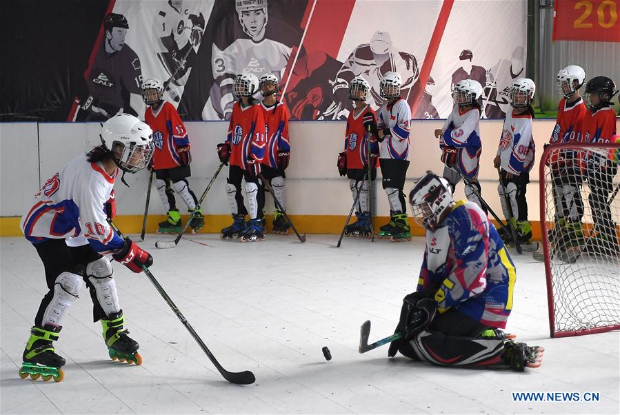(SP)CHINA-JIANGXI-TEENAGE-ROLLER HOCKEY-ICE HOCKEY
