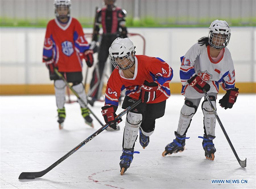 (SP)CHINA-JIANGXI-TEENAGE-ROLLER HOCKEY-ICE HOCKEY