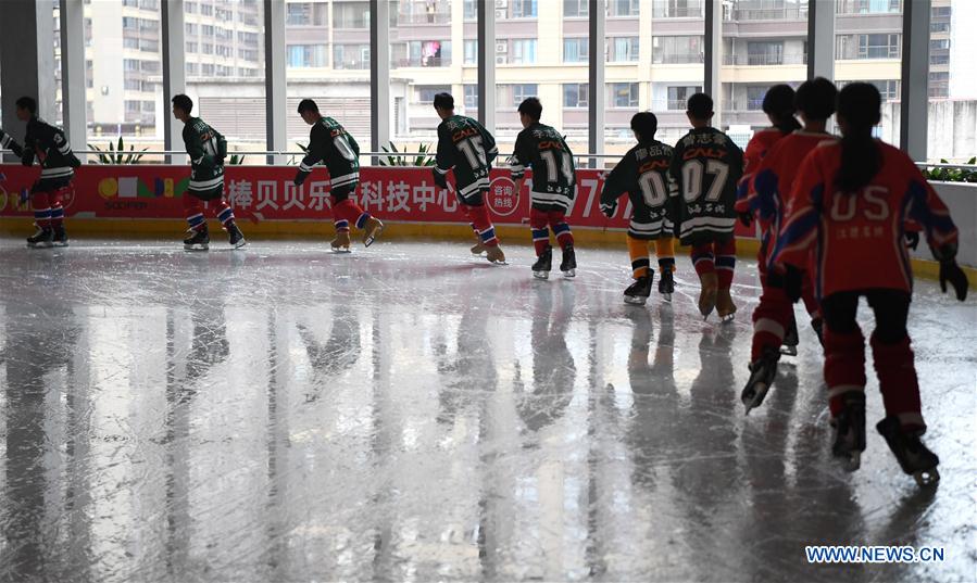 (SP)CHINA-JIANGXI-TEENAGE-ROLLER HOCKEY-ICE HOCKEY