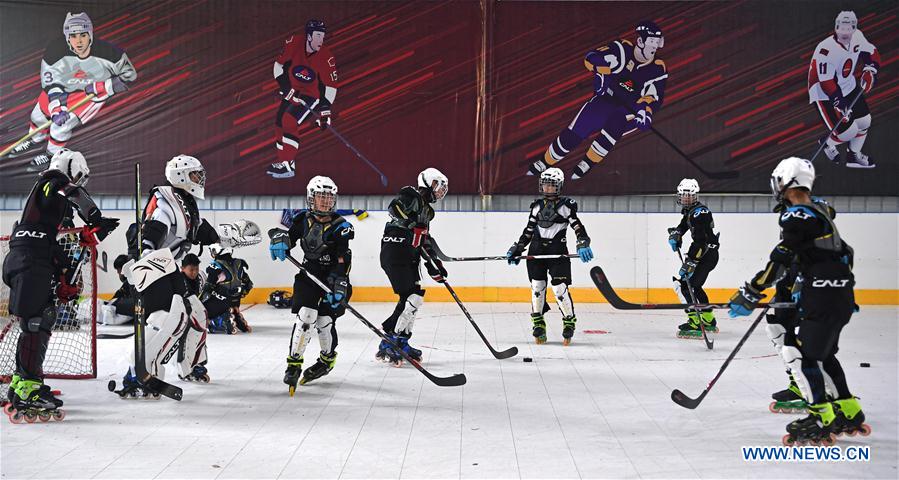 (SP)CHINA-JIANGXI-TEENAGE-ROLLER HOCKEY-ICE HOCKEY