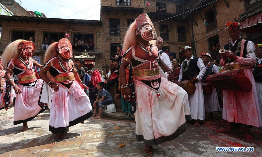 NEPAL-BHAKTAPUR-CULTURE-NIL BARAHI DANCE FESTIVAL
