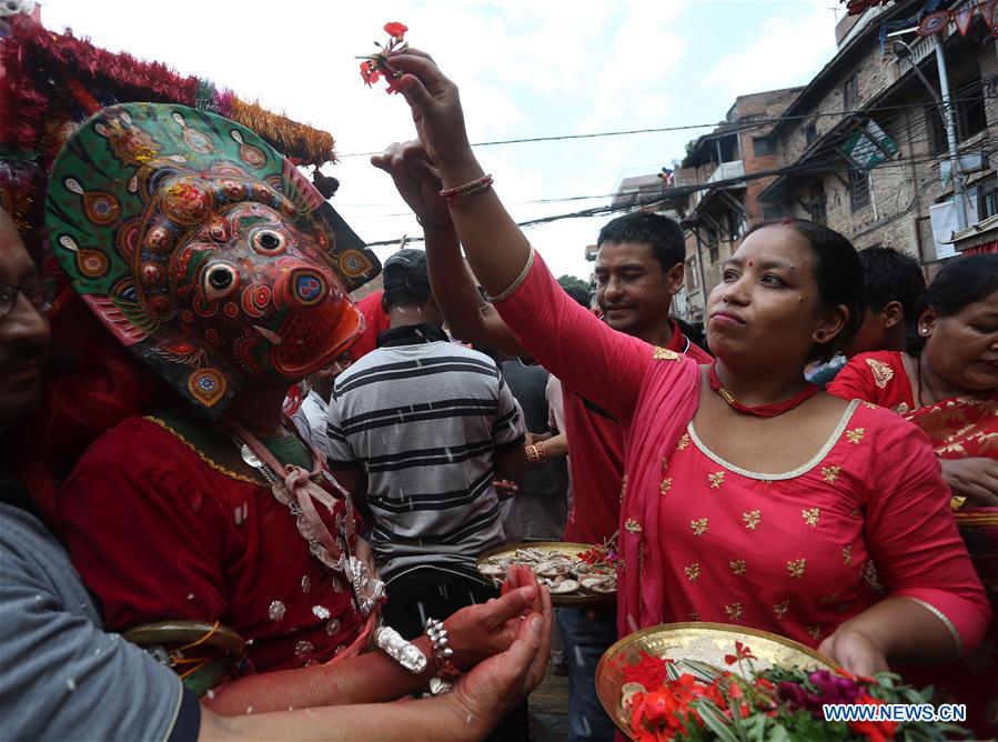 NEPAL-BHAKTAPUR-CULTURE-NIL BARAHI DANCE FESTIVAL