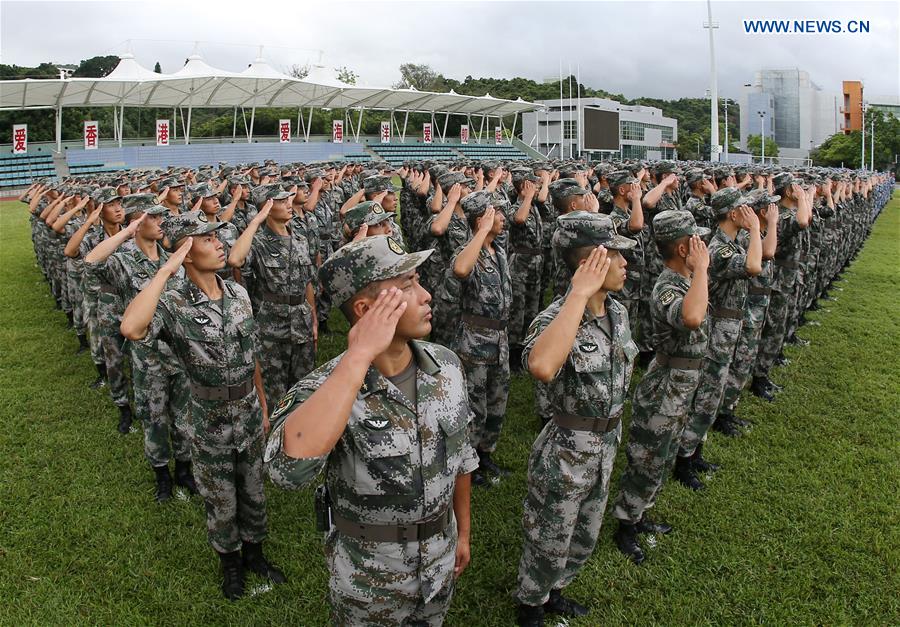 CHINA-HONG KONG-PLA GARRISON-NATIONAL FLAG-RAISING CEREMONY (CN)