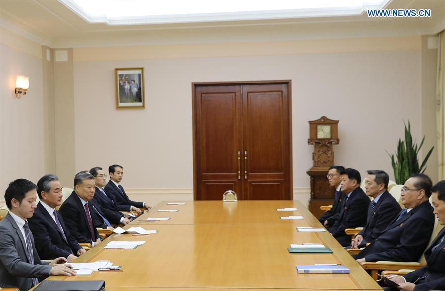 DPRK-PYONGYANG-CHINA-WANG YI-RI SU YONG-MEETING