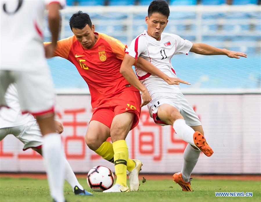 (SP)CHINA-HUANGSHI-FOOTBALL-CFA TEAM CHINA INTERNATIONAL FRIENDLY MATCH-CHN VS DPRK