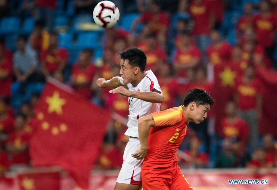(SP)CHINA-HUANGSHI-FOOTBALL-CFA TEAM CHINA INTERNATIONAL FRIENDLY MATCH-CHN VS DPRK