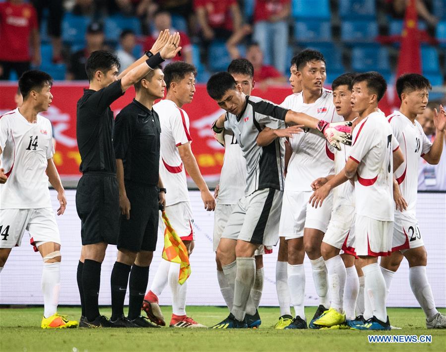 (SP)CHINA-HUANGSHI-FOOTBALL-CFA TEAM CHINA INTERNATIONAL FRIENDLY MATCH-CHN VS DPRK