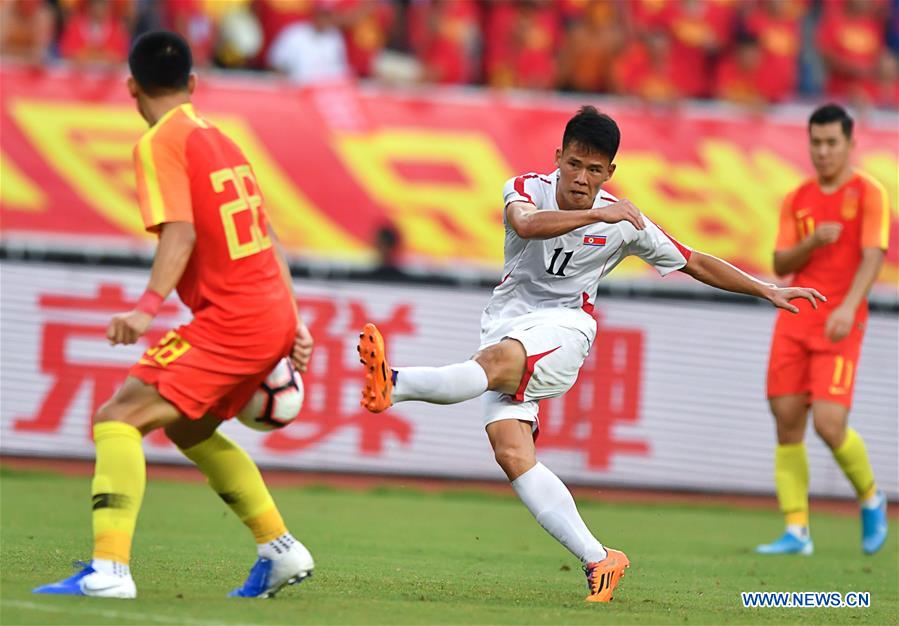 (SP)CHINA-HUANGSHI-FOOTBALL-CFA TEAM CHINA INTERNATIONAL FRIENDLY MATCH-CHN VS DPRK