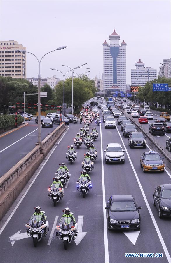 CHINA-BEIJING-TRAFFIC POLICE ON MOTORBIKES (CN)