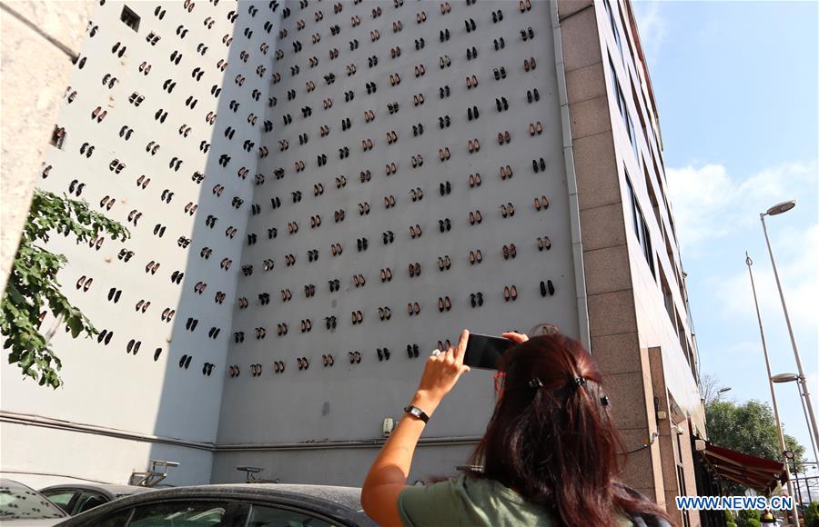 TURKEY-ISTANBUL-HIGH HEELS INSTALLATION-AWARENESS AGAINST MALE VIOLENCE