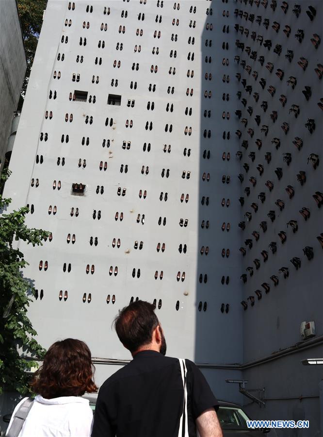 TURKEY-ISTANBUL-HIGH HEELS INSTALLATION-AWARENESS AGAINST MALE VIOLENCE
