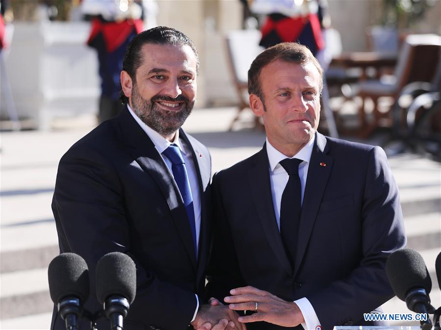 FRANCE-PARIS-EMMANUEL MACRON-LEBANON-SAAD HARIRI