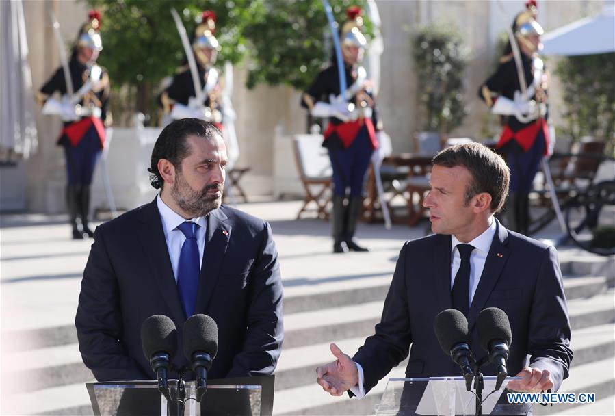 FRANCE-PARIS-EMMANUEL MACRON-LEBANON-SAAD HARIRI