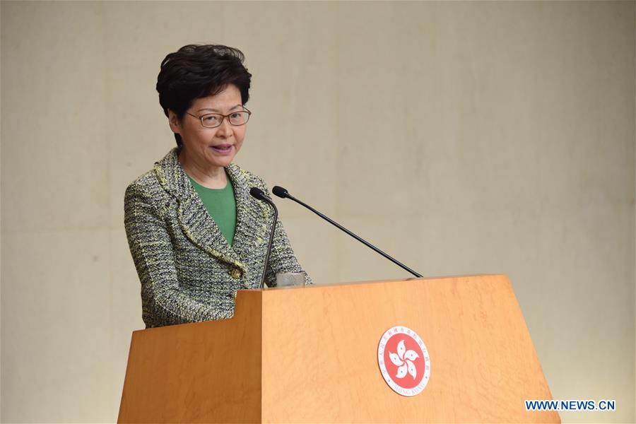 CHINA-HONG KONG-CARRIE LAM-MEDIA BRIEFING (CN)